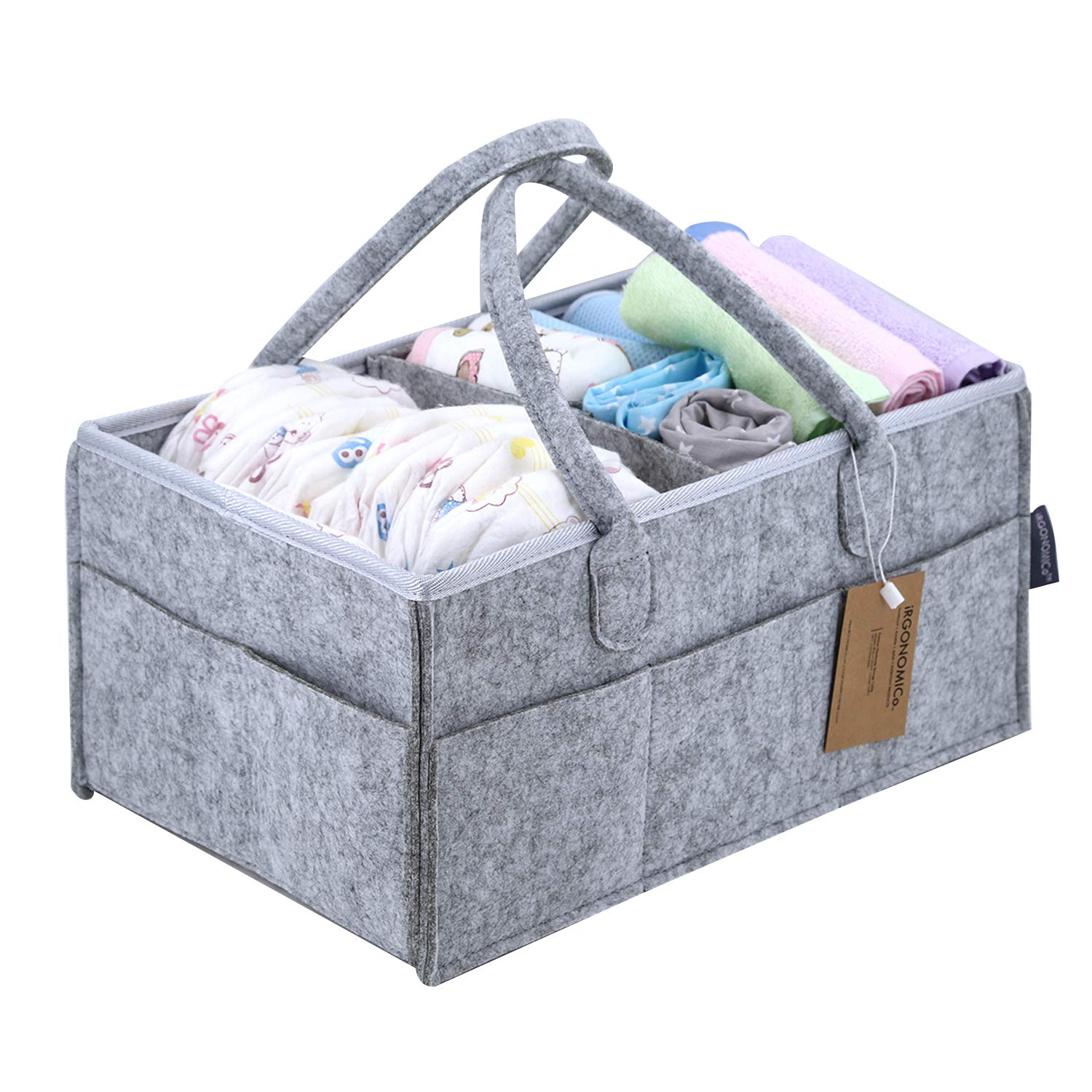 Diaper Caddy, Nursery Organizer Blue and Grey Chevron