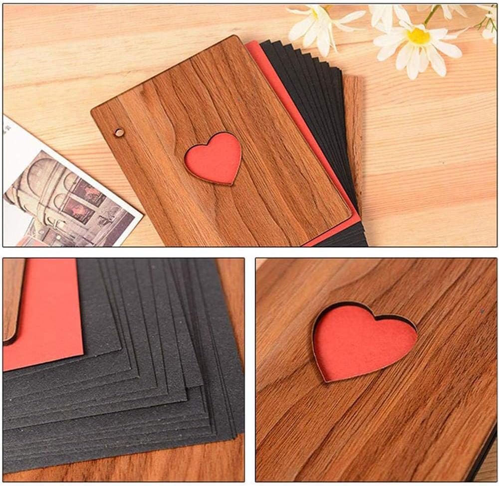 Dulau 2 Pieces Scrapbook Photo Album, Wooden Scrapbook, Vintage Love Heart Black Pages Paste Photo Album - Image 5