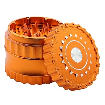 DCOU neues Design Premium Herb Grinder ø63mm 4 Stück Tabak Mühle mit Dreieck scharfen Zahn (Orange)