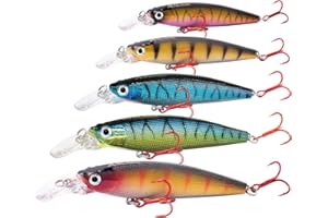 XBLACK Fishing Lures Set Minnow Crankbaits Pencil Jointed Popper VIB Lures Fishing Lures Kit 5PCS for Bass Trout in Saltwater and Freshwater, XBLACK Baits, Catch Big Fish!…