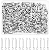 UNICRAFTALE About 400Pcs Stainless Steel Bar Connector Charms 12.5 mm Long Twist Stick Links Connectors Pendants 2 Hole Metal Stick Strip Charms Earrings Hole 1mm for DIY Jewelry Making