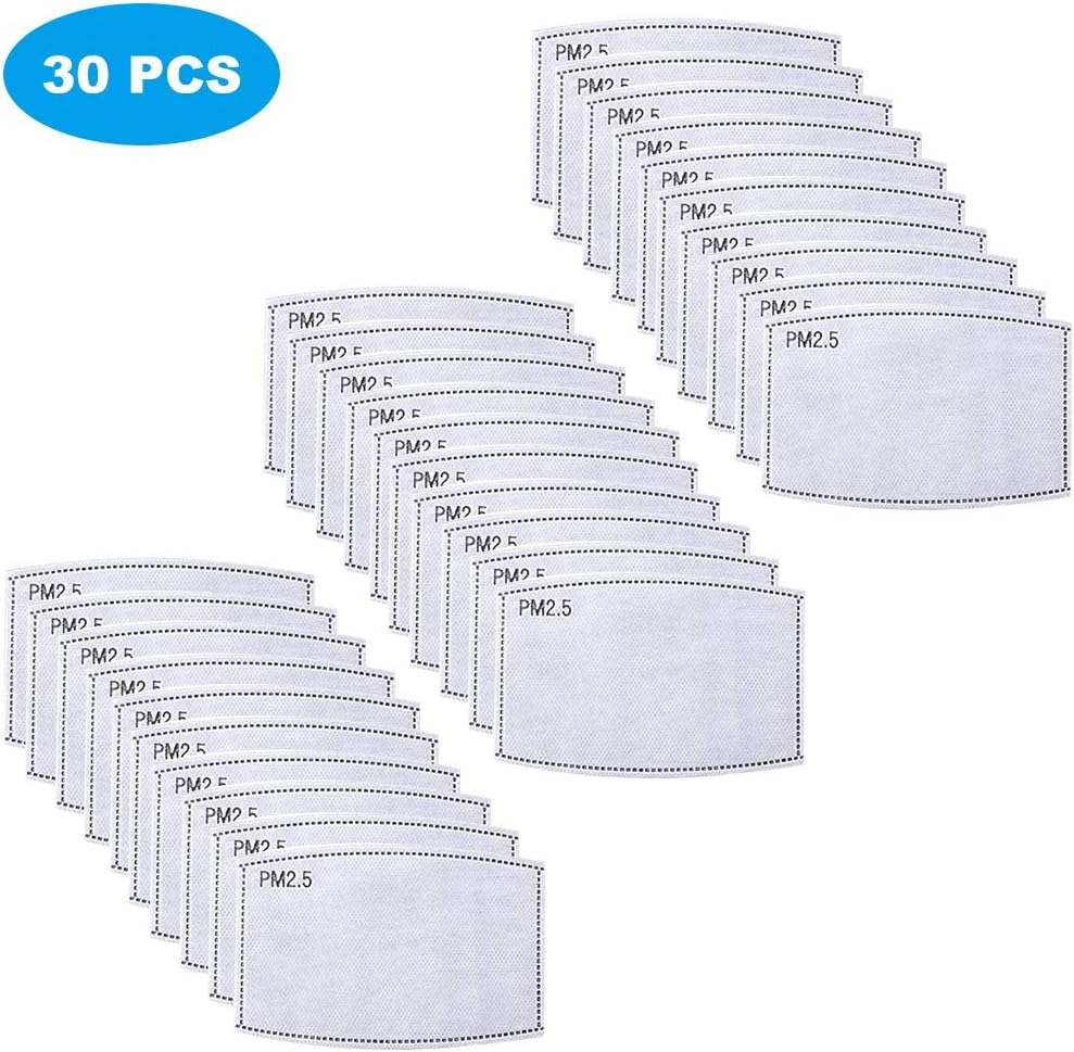 Cavestoff 30 pcs PM2.5 5-Layered Activated Carbon Filter Face Mask Breathing Insert Anti Haze Mouth Mask Filters