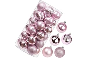 OAIRSE 2.36" Christmas Ball Ornaments Shatterproof Pink Christmas Ornaments Set 30 pcs Pink Ornaments for Christmas Tree Halloween Holiday Wedding Party Decoration