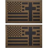 EmWoot 2PCS American Flag Cross Patch Reflective Morale Patch Hook and Loop | IR Infrared Reflective,Laser Cut,Christian,Tactical Patch,Versatile Attachment,Applique Fastener,2.95x2,Green