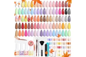 Lavender Violets 62 Pcs Dip Powder Nail Kit Starter, 48 Colors Nude Pink Brown Red Green Blue Purple Glitter with Dip Powder Liquid Set and Essential Manicure Tools for Nail Art Designs G902