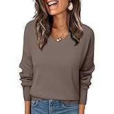 LILLUSORY Womens V Neck Sweater 2025 Long Sleeve Shirts Fall Fashion Clothes Knit Trendy Slim Fitted Tops