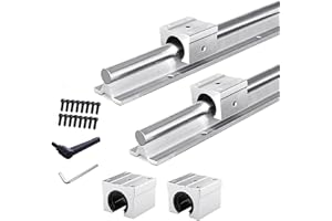 CREABYGIRLS Linear Rail Guide 20mm 2Pcs SBR20-1500mm(59.1 inch) Linear Slide Rail + 4Pcs SBR20UU Bearing Linear Guide Slide Blocks for CNC Machine