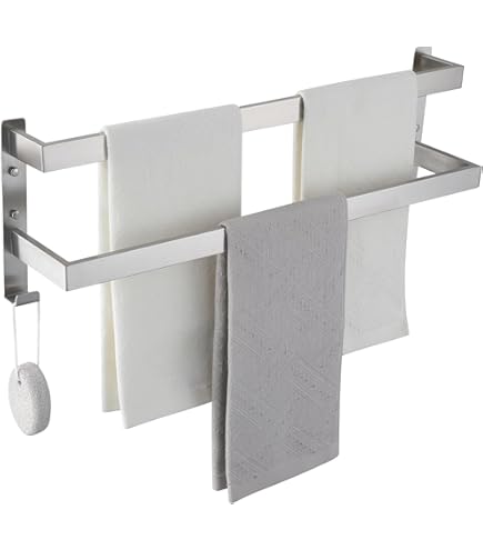 Alise GZ8000-B - Toallero De Baño Con Dos Barras De Toalla, Soporte De Pared, Acero Inoxidable