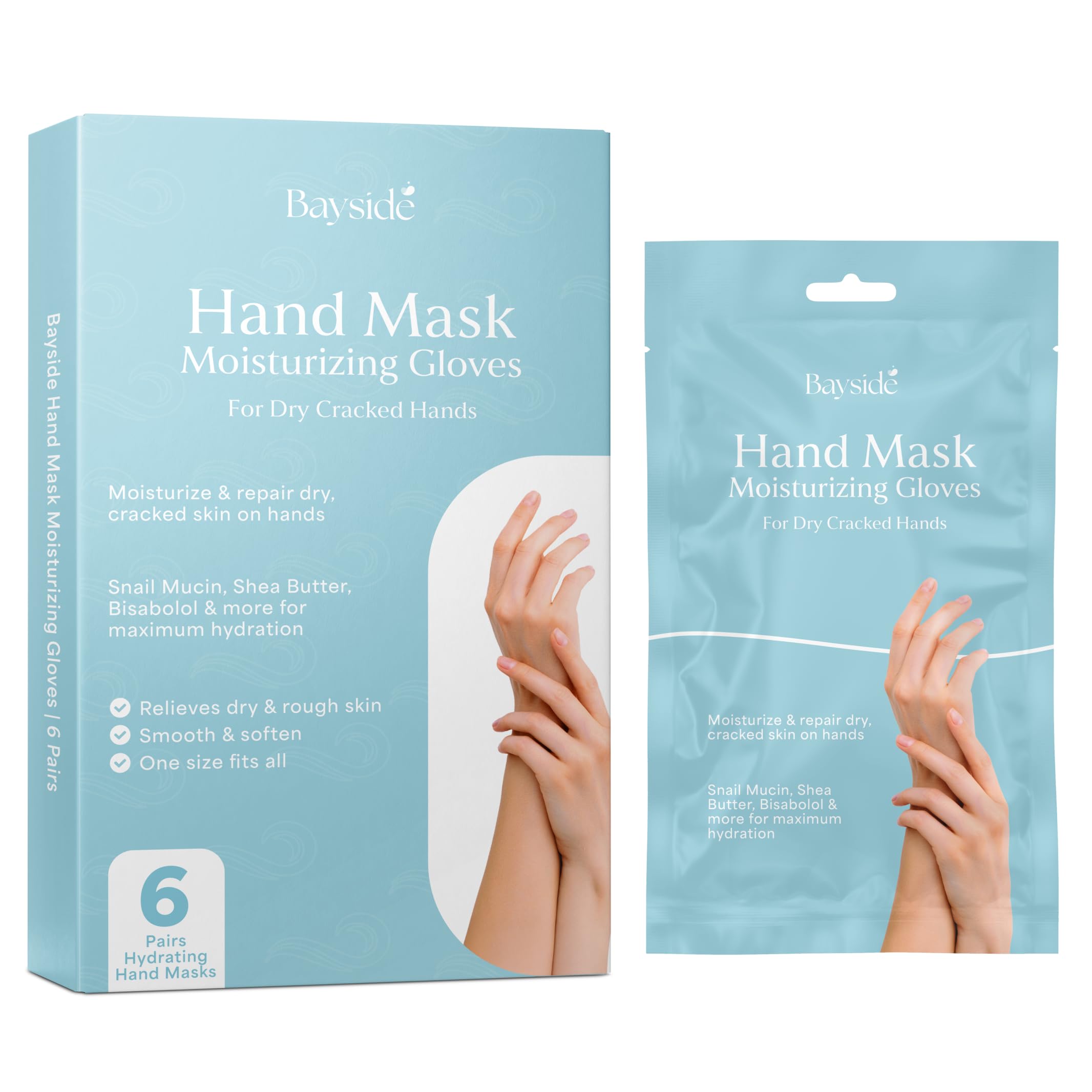 Photo 1 of ***FACTORY SEALED***Hand Mask Moisturizing Gloves for Dry Cracked Skin | Hydrating Treatment with Snail Mucin Shea Butter Hyaluronic Acid Bisacolol Vitamin E | Softening Exfoliator for Hands, Repair Glove Mask | 6 Pairs***FACTORY SEALED***