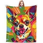 Colorful Chihuahua Blanket Gifts for Women Chihuahua Lovers, Cute Chihuahua Dog Themed Throw Blankets, Soft Cozy Lightweight Plush Throws for Living Room Sofa Couch Home Decor 50x60in