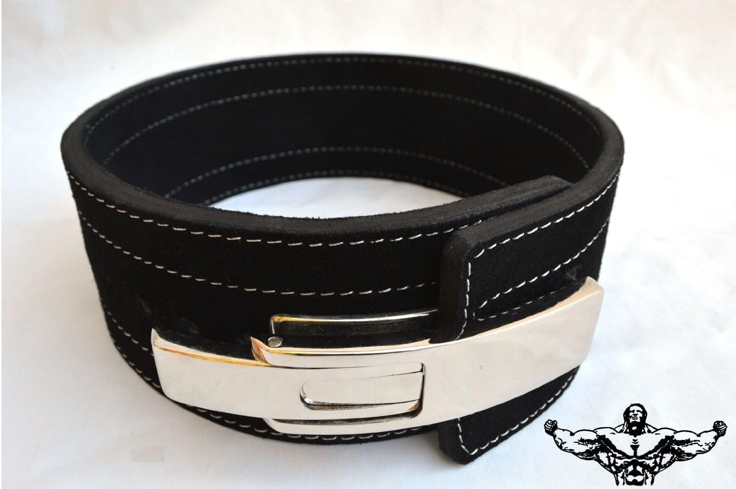 Quest Athletics Powerlifting Belt with Lever Buckle (Black) - 4 Inch Wide 10mm Thick Weightlifting Crossfit Strongman
