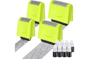 PATIKIL Identity Theft Protection Roller Stamp, 4Pcs 0.7/1.7" Confidential Roller Stamp Privacy ID Police Stamp Roller for Se