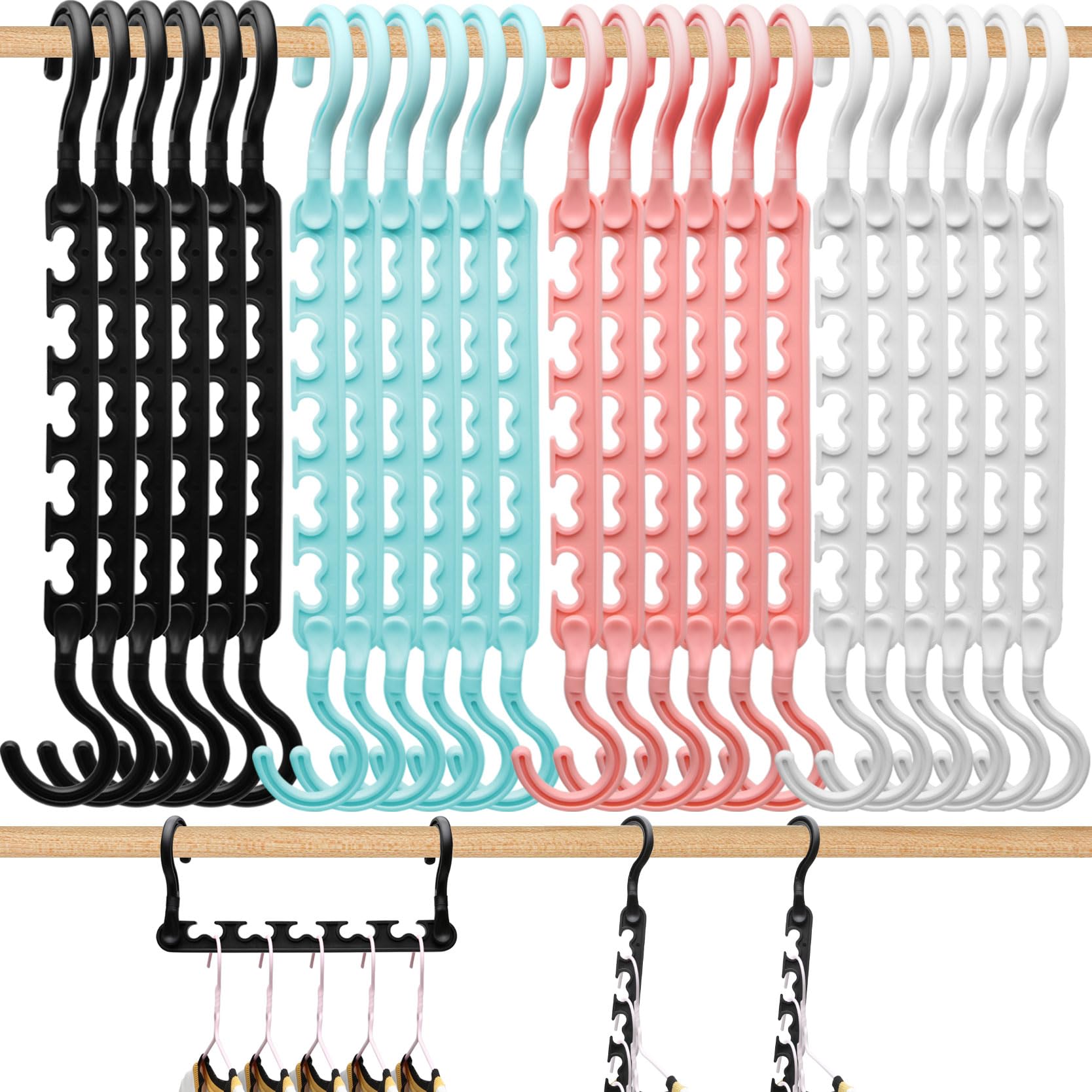 Photo 1 of 24-Pack-Closet-Organizers-and-Storage,Closet-Organizer-Hangers 5 Holes Hangers-Space-Saving for Heavy Clothes Wardrobe Closets,Dorm-Room-Essentials