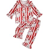 Afunbaby Toddler Baby Girl Boy Silk Satin Pajamas Set Button Down Pjs Kids Long Sleeve Shirt Pants Christmas Pjs Sleepwear