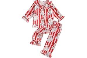 fyclemt Toddler Baby Girl Boy Christmas Silk Satin Pajamas Santa Button Pjs Kids Long Sleeve Shirt Pants Xmas Pjs Sleepwear