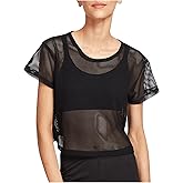 SweatyRocks Women's Sexy Sheer Mesh Fishnet Net Short Sleeve T-Shirt Crop Top