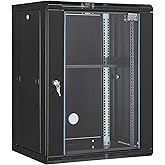 VEVOR 15U Wall Mount Server Cabinet, Server Rack Cabinet Enclosure Locking Glass Door & Side Panels, for 19 in IT Equipment, 