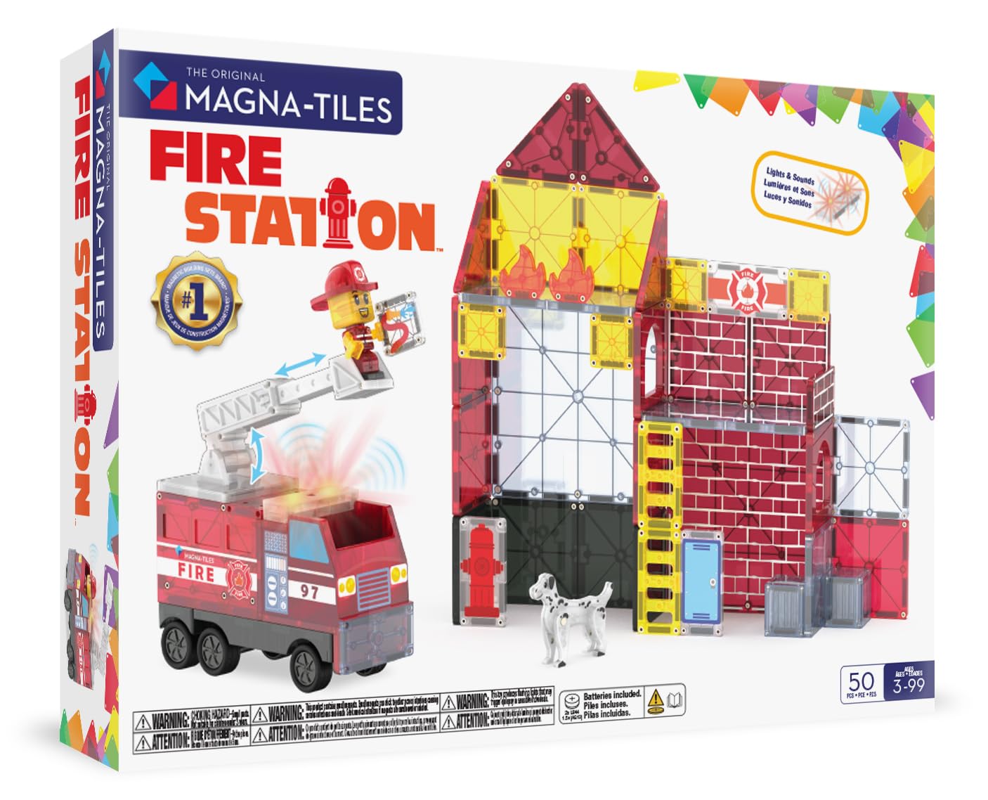Photo 1 of Magna-Tiles Fire Station 50-Piece Magnetic Construction Set, The Original Magnetic Building Brand