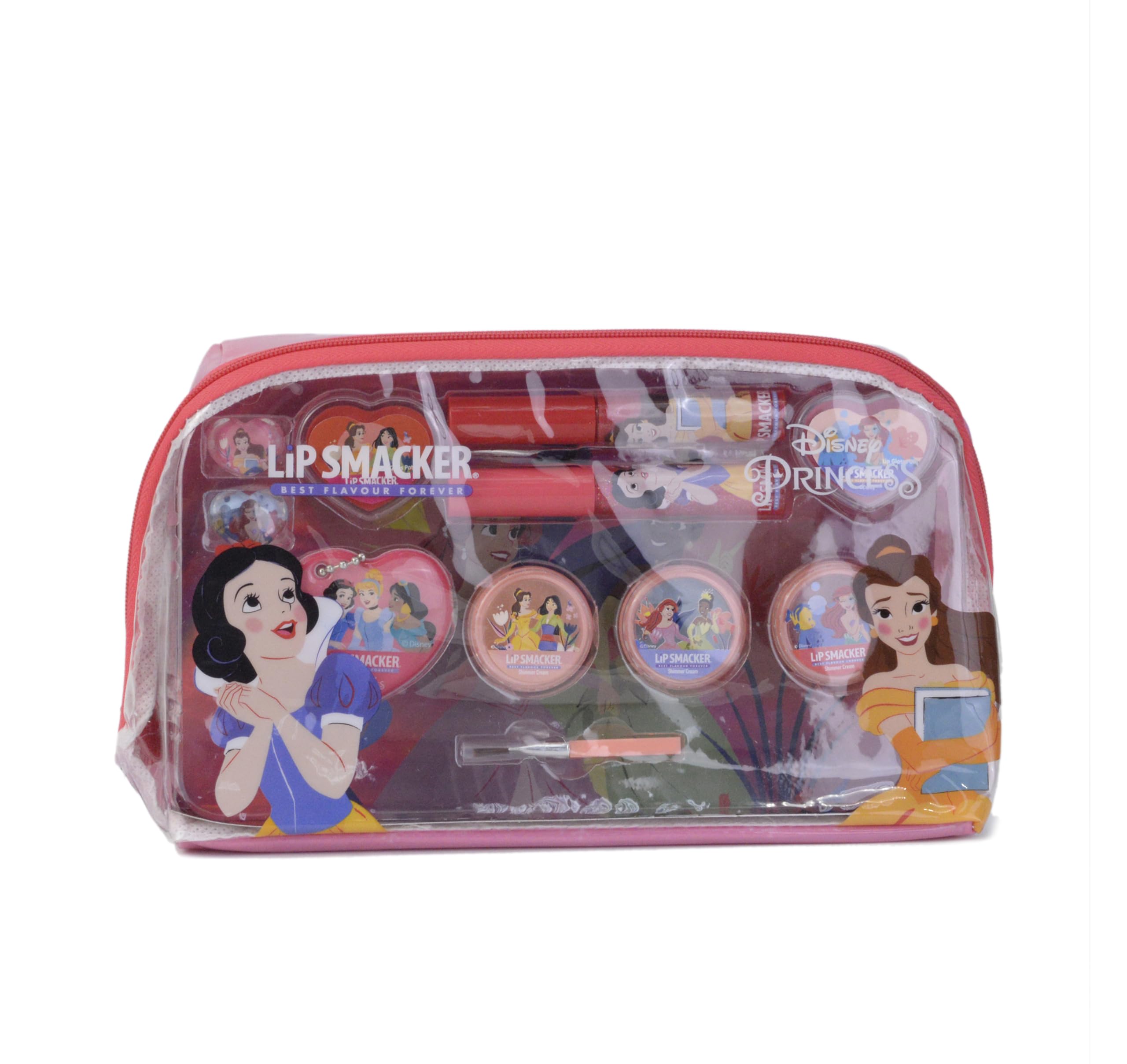 Lip Smacker Disney Princess Essential Make-Up Bag, Makeup Set for Girls with Glossy LipGloss and Bright EyeShadows, Beauty Accessories for Hair and Makeup Included