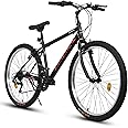 Rycheer Ecarpat 24/26/27.5 Inch Mountain Bike, Dual/Front Suspension Mens Mountain Bike with 21 Speeds High-Carbon Steel Frame and Disc/V Brakes, Adult Sport Bicycle for Trail Snow Commuter City Road