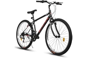 Rycheer 24/26/27.5 Inch Mountain Bike, Dual/Front Suspension Mens Mountain Bike with 21 Speeds High-Carbon Steel Frame and Disc/V Brakes, Adult Sport Bicycle for Trail Snow Commuter City Road