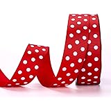 ATRibbons 25 Yards 1 Inch Wide Dot Printed Grosgrain Ribbons,Color Grosgrain Ribbons with White Dots for Hair Bows Gift Wrapp