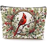 LONGXIN Cardinal Cosmetic Bag Cardinal Gifts Small Makeup Bag Travel Toiletry Makeup Organizer Zipper Pouch Christmas Thanksgiving Birthday Gifts for Women Girls Friend Sister Her
