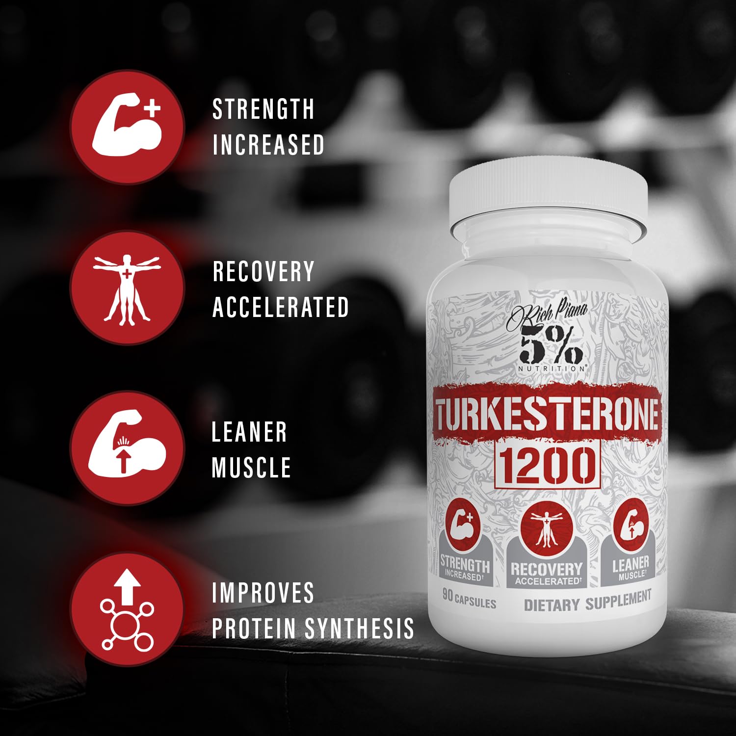 5% Nutrition Turkesterone 1200 mg + 200mg Ecdysterone | Max Purity & Absorption | Complexed with Astragin, Cyclodextrin & Naringin | 90 Capsules (1 Month Supply)