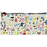 Blue Q Pencil Case, Doodle Party - chunky zipper, sturdy and easy-to-rinse-clean, 4.25" h x 8.5" w, made from 95% recycled ma