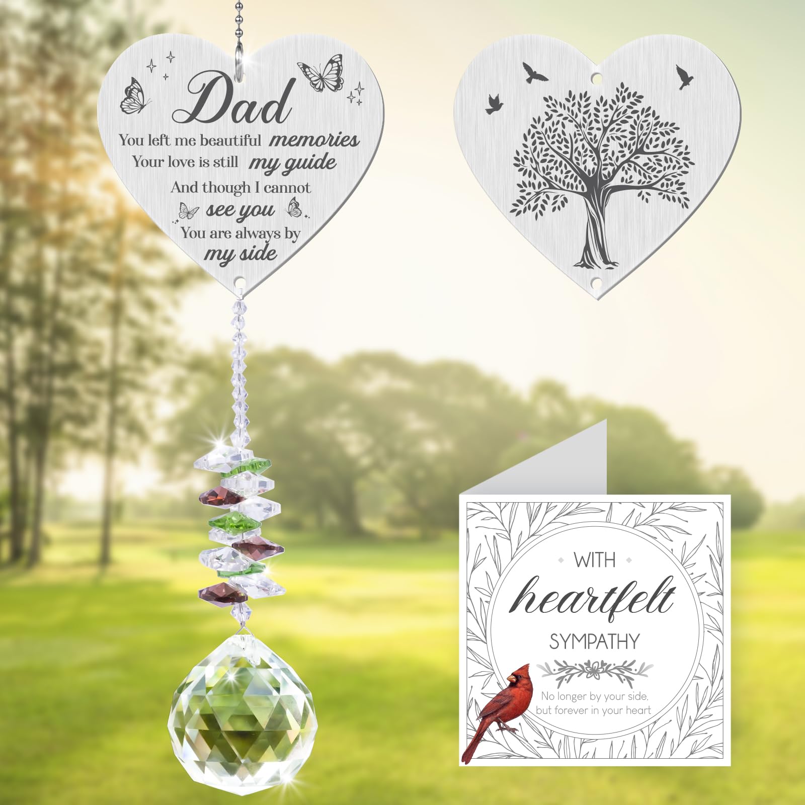 Photo 1 of Memorial Crystal Suncatcher,Memorial Gifts for Loss of Dad,Bereavement Gifts for Loss of Father,Hanging Crystals Ornament for Window Rainbow Maker Prisms Home Decor Gift
