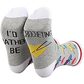 PXTIDY 2 Pairs Crochet Knitting Lover Gift I'd Rather Be Crocheting Socks Knitting Ball Gift Quilting Lover Gift