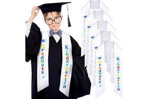JUINTE 6 Pcs 2025 Kindergarten Graduation Stole Unisex Preschool Graduation Sash for Kids Graduation Supplies Favors(White)