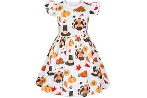 Jurebecia Girls Nightgowns Halloween Christmas Nightgown Dress Kids Holiday Sleepwear Flutter Sleeve Nightdress Pajamas