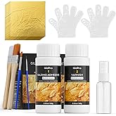 Nicpro Gold Leaf Gilding Adhesive Set, 100ml Water-Based Glue and Varnish | Gold Leaf Sheets 100 pcs, 4 Brushes, 4 Gloves, 30