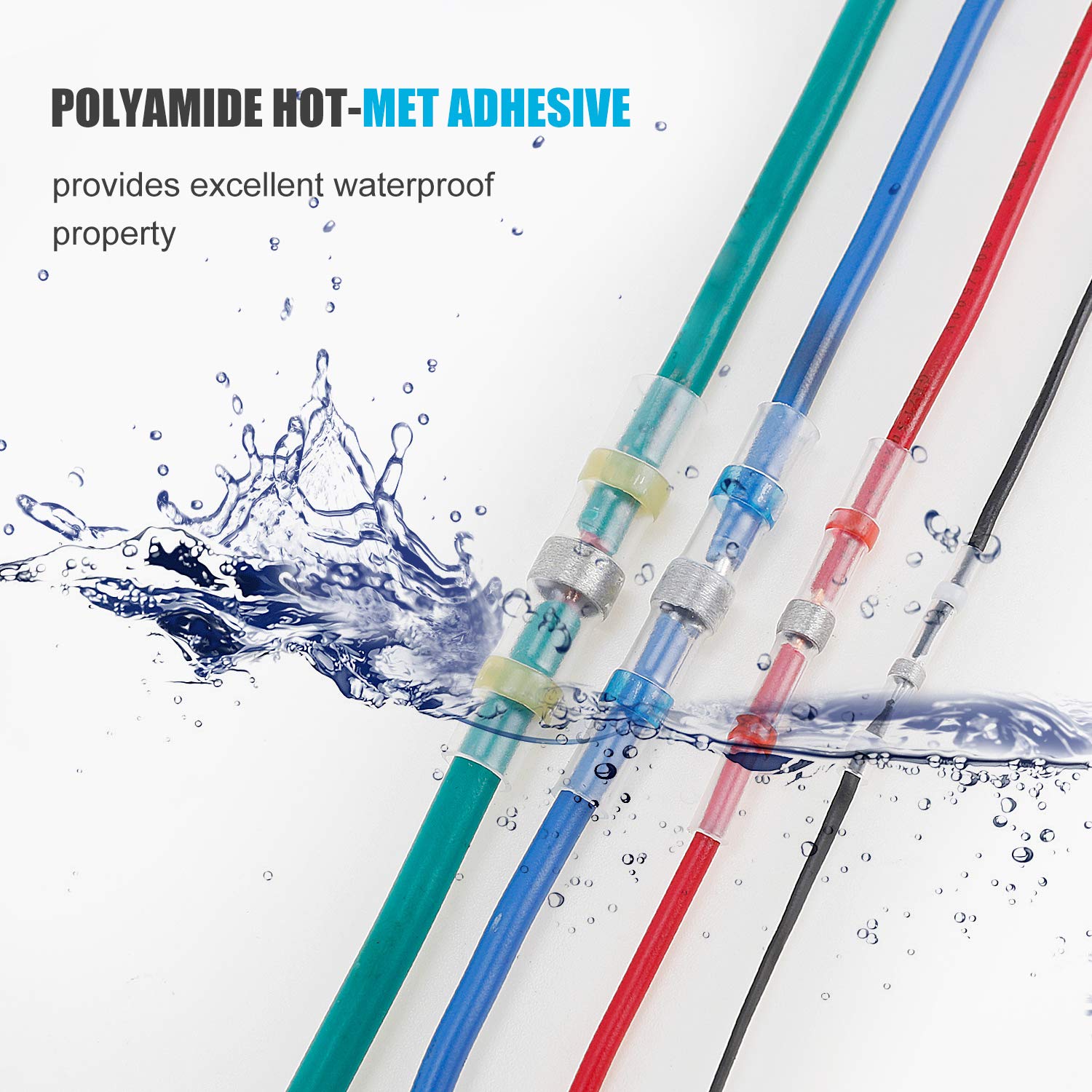 Kuject 170PCS Solder Seal Wire Connectors Kit, Heat Shrink Butt Connectors, Waterproof and Insulated Electrical Wire Terminals, Butt Splice for Marine Automotive Truck