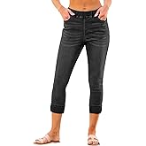 GRAPENT Pull On Jeans for Women High Waisted Skinny Capri Pants Trendy Stretch Denim Cropped Jeans Crop Jeggings Capris