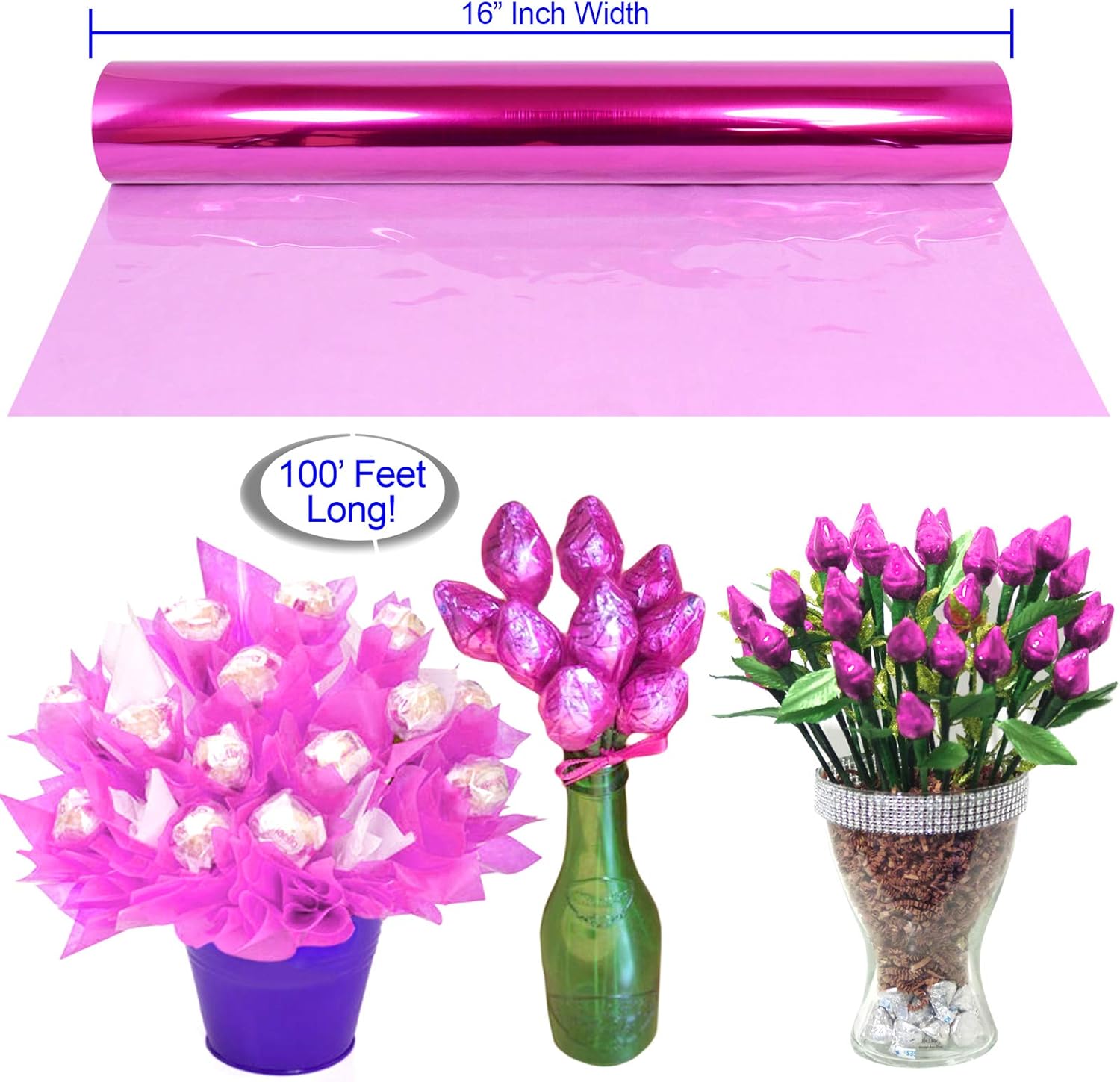 Cellophane Wrap Roll Lavender | 100’ Ft. Long X 16” in. Wide | 2.3 Mil Thick Transparent Lavender | Gifts, Baskets, Treats, Cellophane Wrapping Paper | Colorful Cello Easter, Spring Color| by Anapoliz: Health & Personal Care