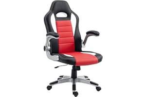 HOMCOM Racing Gaming Chair PU Leather Office Chair Executive Computer Desk Chair with Adjustable Height, Flip Up Armrest, Swi