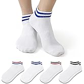 Fszsaa Novelty Socks For Women - Striped Retro Mini Crew Sporty Calf Casual Cotton Ankle Socks
