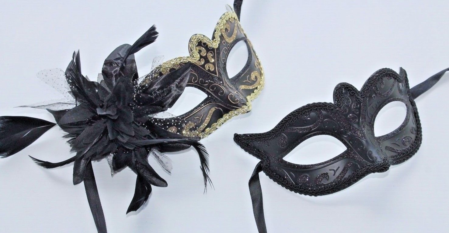 THE GOOD LIFE HIS N HERS PAIR OF COUPLES MASKS VENETIAN MASQUERADE CARNIVAL PARTY BALL EYE MASK