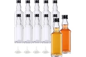 BPFY 12 Pack 50ml Mini Glass Liquor Bottles, Reusable Shot Bottles with Airtight Lids for Alcohol, Clear Small Hot Sauce Bott