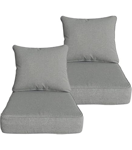 Pillow Perfect Alauda Frost Lot De 2 Grands Coussins De Chaise Pour Extérieur/intérieur, 43,2 X 44,5 Cm, Gris
