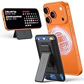 OMOTON for MagSafe Wallet, 5 Card Holder with Kickstand, Super Slim Magnetic Wallet for iPhone 17/16/15/14/13/12 Series, Leather Design (Black)