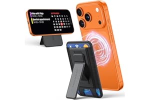 OMOTON for Magsafe Wallet, Magnetic 5 Cards Holder with Adjustable Stand Slim Leather for iPhone Air/17/16/15/14/13/12 Series