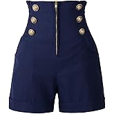 Penelope Vintage Women's 50s Retro Rockabilly Style High Waist Pinup Shorts