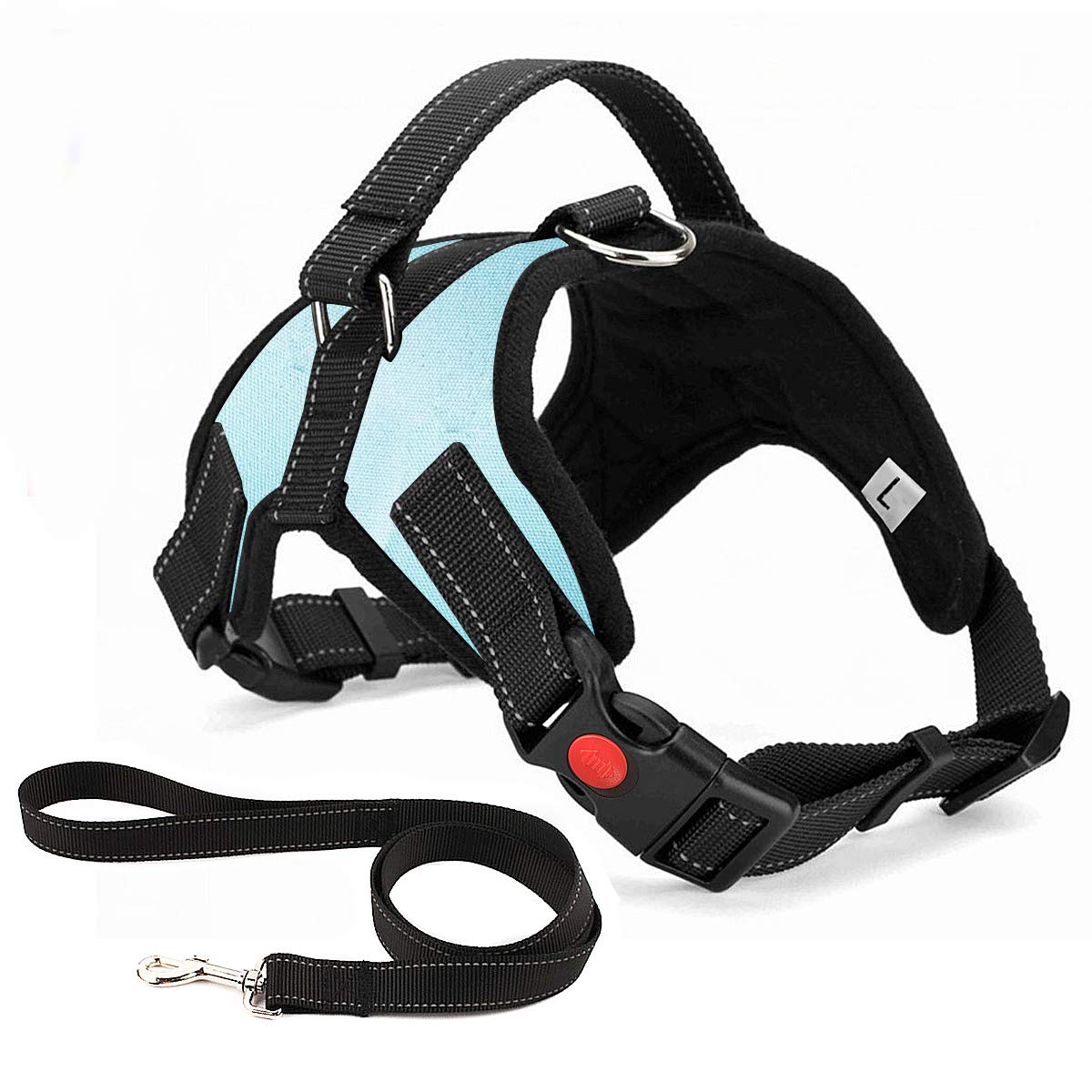 Musonic No Pull Dog Harness Breathable Adjustable Comfort Free Leash Included for Small Medium Large Dog Best for Training Walking XS LightBlue