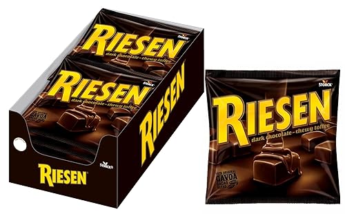 Riesen Dark Chocolate Covered Chewy Toffee, Rich & Indulgent Chewy Caramel in Dark Chocolate, 135 g (Pack of 15)