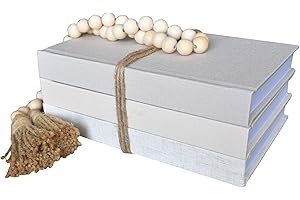 KIGAN HOME INC. Kigan Home Linen Covered Decorative Books, Set of 3 (Assorted Beige) - Neutral Fabric Decorative Books for Boho Home Décor, Shelves, Fireplace Mantel, Coffee Table, Console/Bedside Table