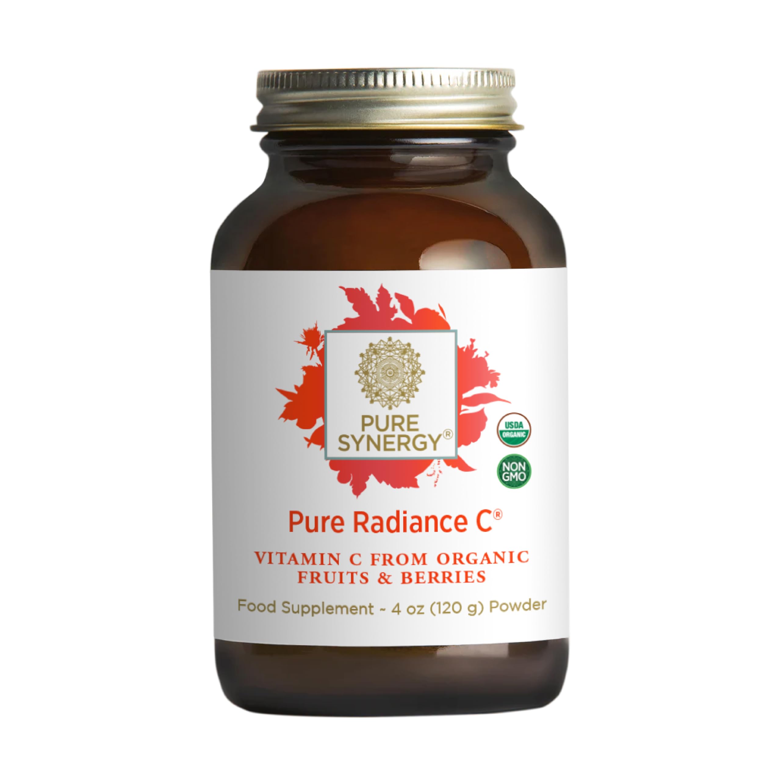 PURE SYNERGY Pure Radiance C | Organic Vitamin C Powder | 100% Natural, Whole Food, Non-GMO Supplement with Camu Camu Extract | for Immune and Collagen Support (90g Powder)