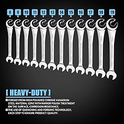 LOSCHEN 12pcs/set 8-19mm Metric Ratcheting Wrench